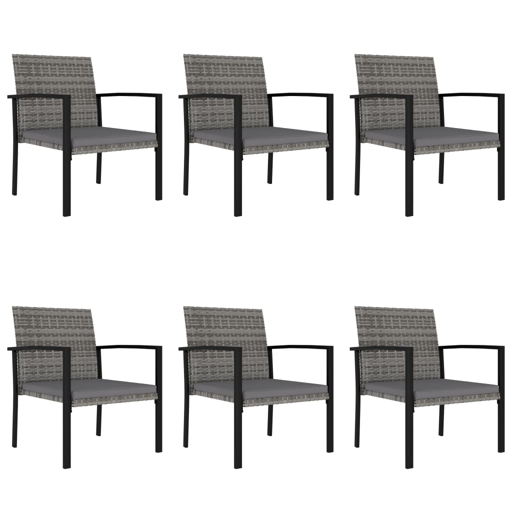 7 Piece Patio Dining Set Poly Rattan Gray
