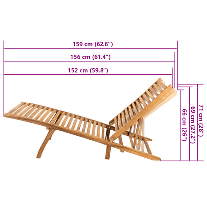 Sun Lounger | Teak | Teak Wood | Large |  Foldable  | Sun Lounger