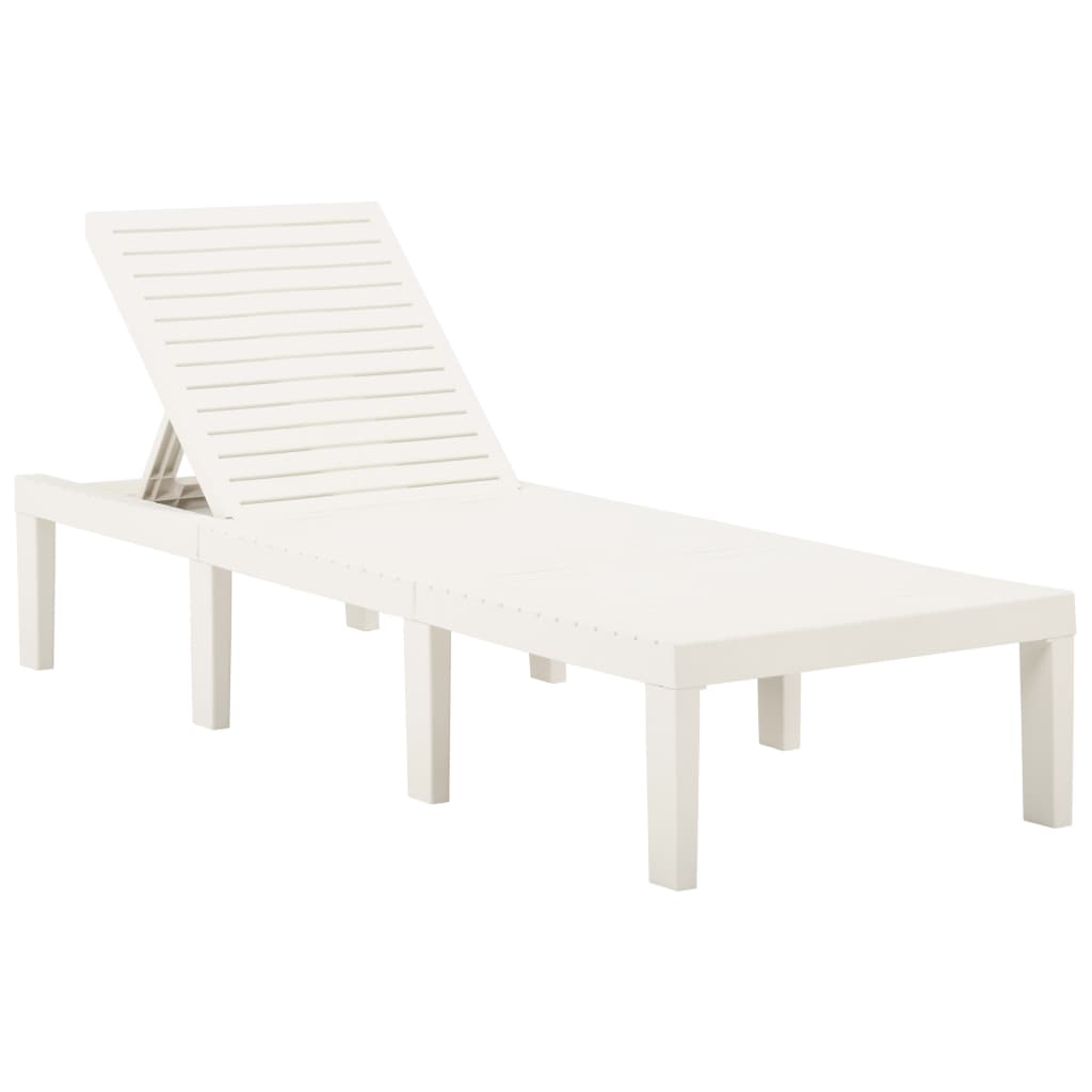 Sunlounger | White | Plastic | 195 x 65 x 32 cm | Adjustable Backrest