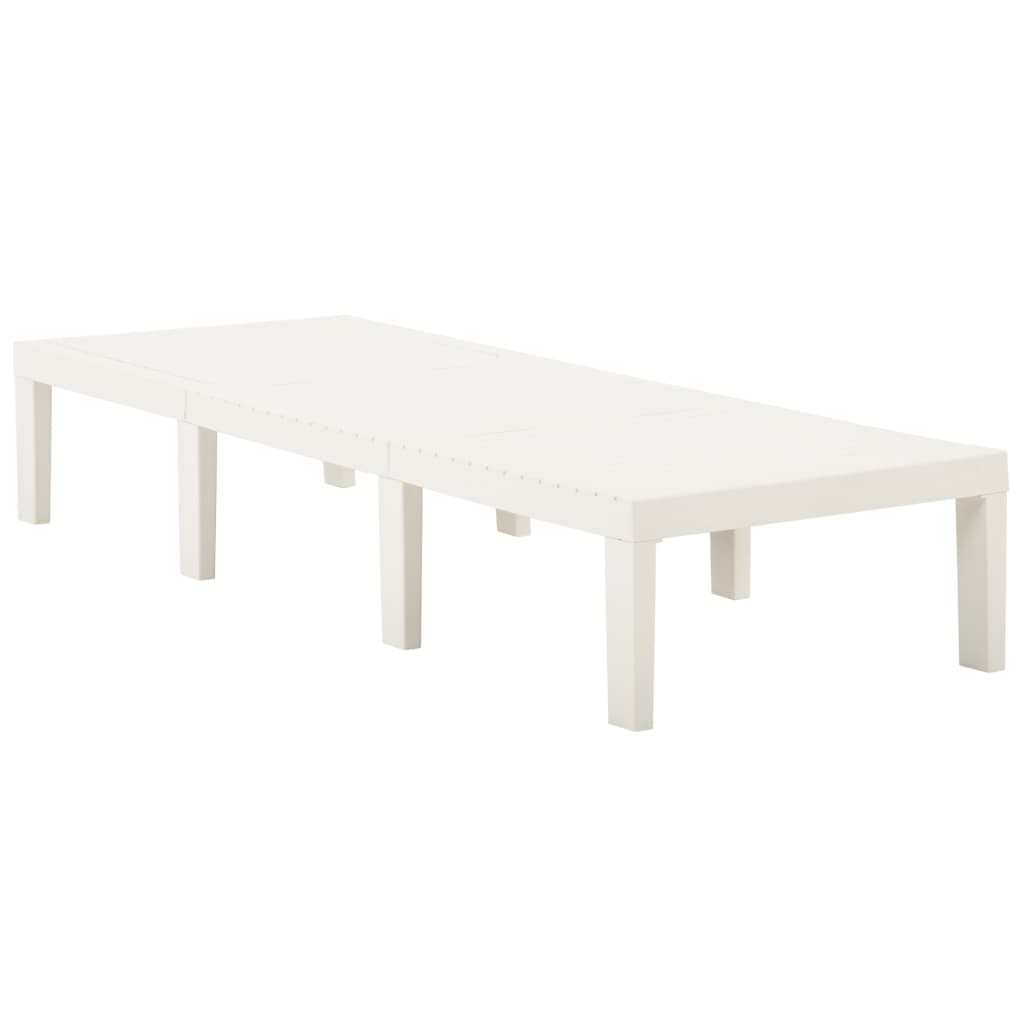 Sunlounger | White | Plastic | 195 x 65 x 32 cm | Adjustable Backrest