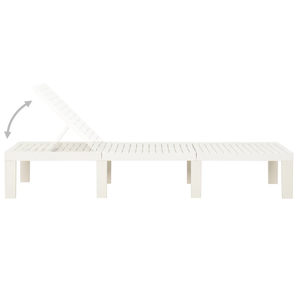 Sunlounger | White | Plastic | 195 x 65 x 32 cm | Adjustable Backrest