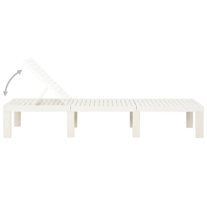 Sunlounger | White | Plastic | 195 x 65 x 32 cm | Adjustable Backrest