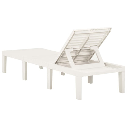 Sunlounger | White | Plastic | 195 x 65 x 32 cm | Adjustable Backrest