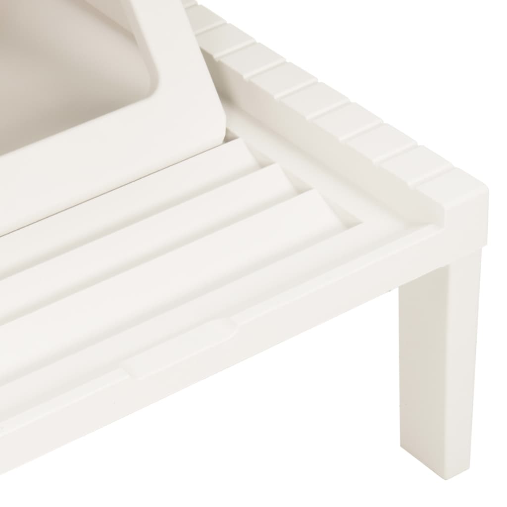 Sunlounger | White | Plastic | 195 x 65 x 32 cm | Adjustable Backrest
