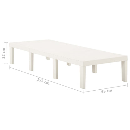 Sunlounger | White | Plastic | 195 x 65 x 32 cm | Adjustable Backrest