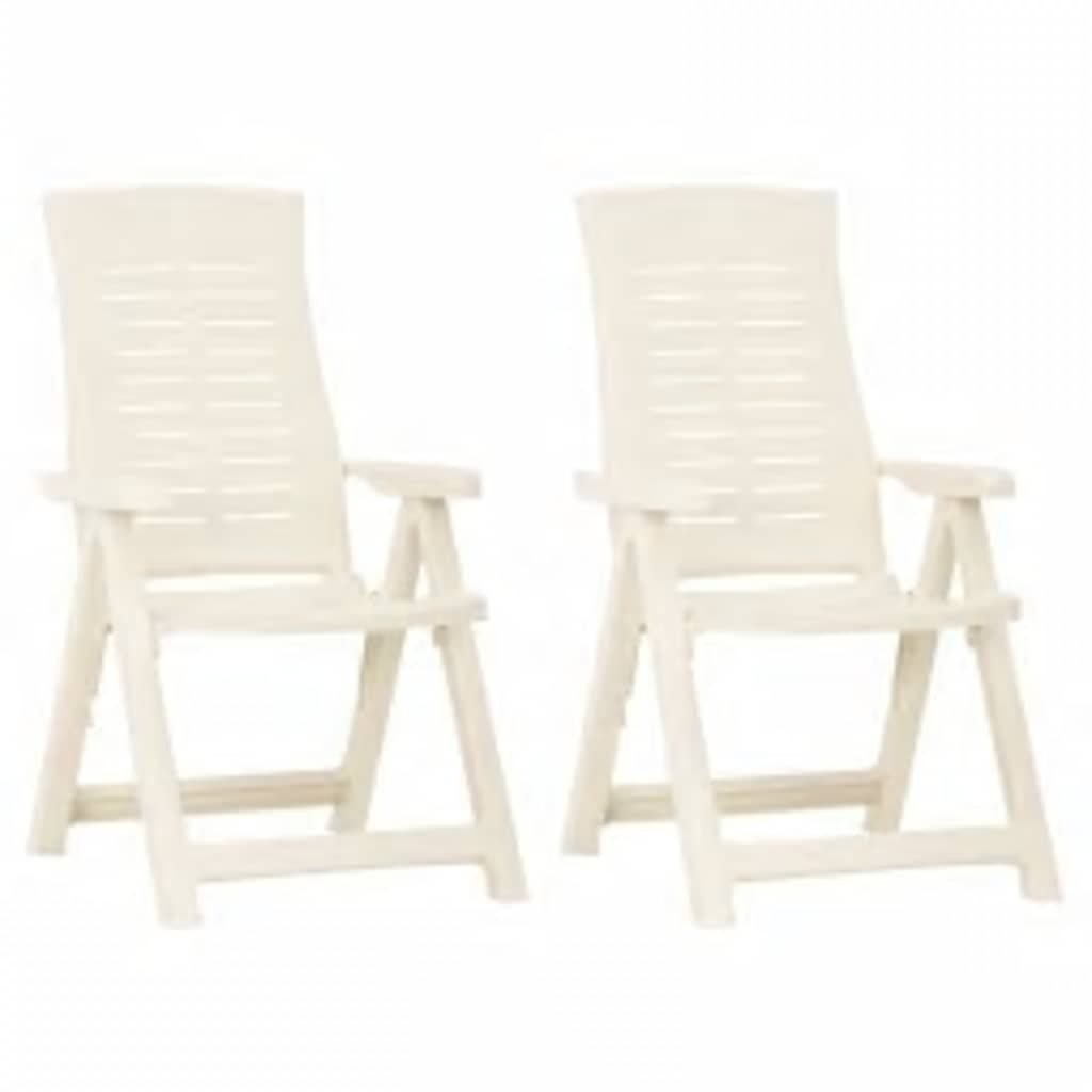 Garden Reclining Chairs 2 pcs Plastic White