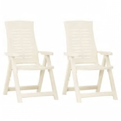 Garden Reclining Chairs 2 pcs Plastic White