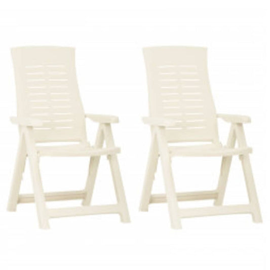 Reclining Folding Chairs 2 pcs Plastic White