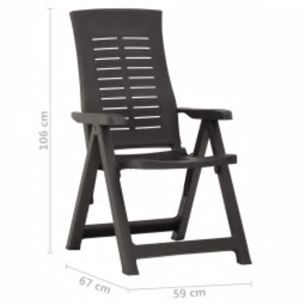 Garden Reclining Chairs 2 pcs Plastic Anthracite