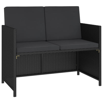 6 Piece Patio Dining Set with Cushions Poly Rattan Black