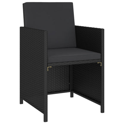 6 Piece Patio Dining Set with Cushions Poly Rattan Black