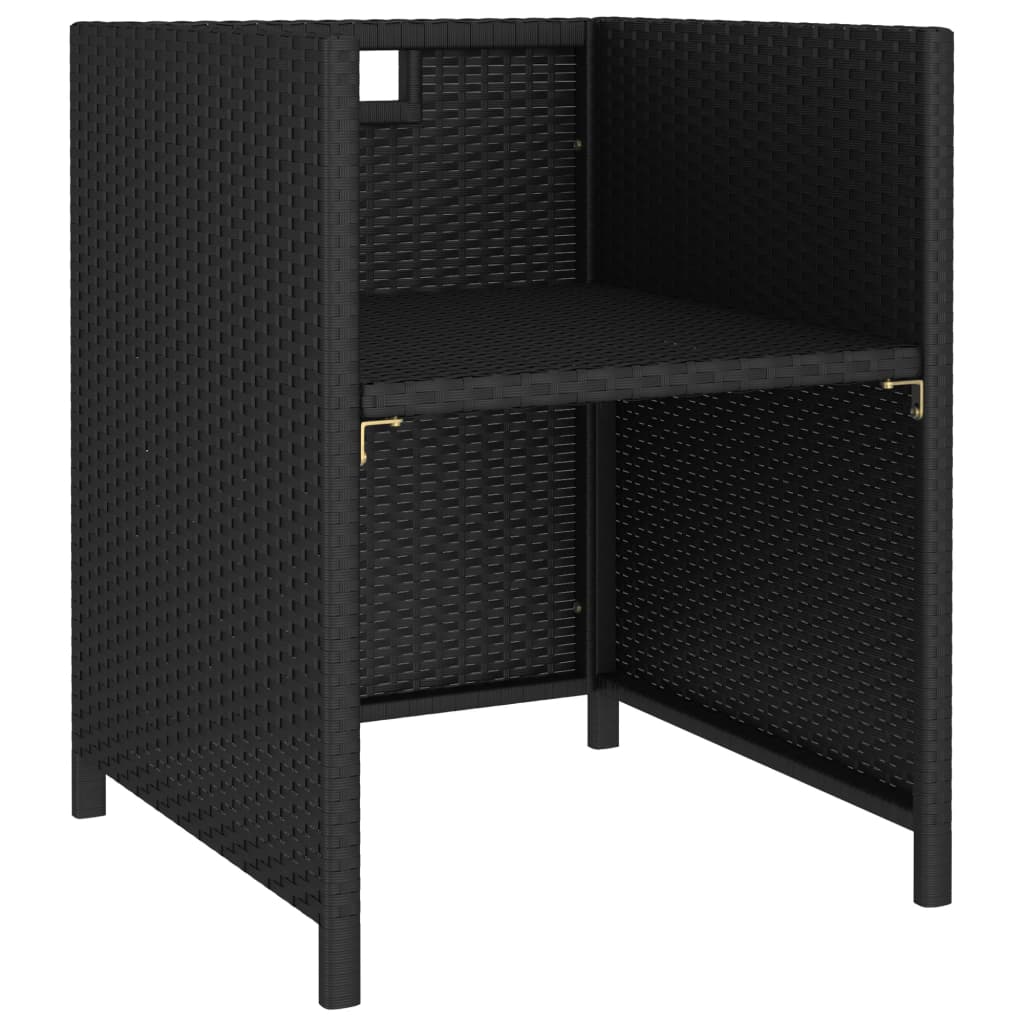 6 Piece Patio Dining Set with Cushions Poly Rattan Black