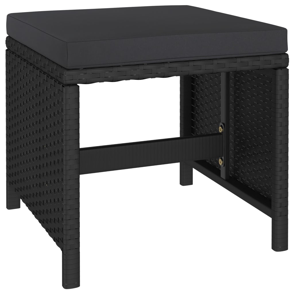 6 Piece Patio Dining Set with Cushions Poly Rattan Black