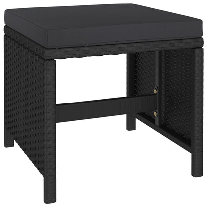 6 Piece Patio Dining Set with Cushions Poly Rattan Black