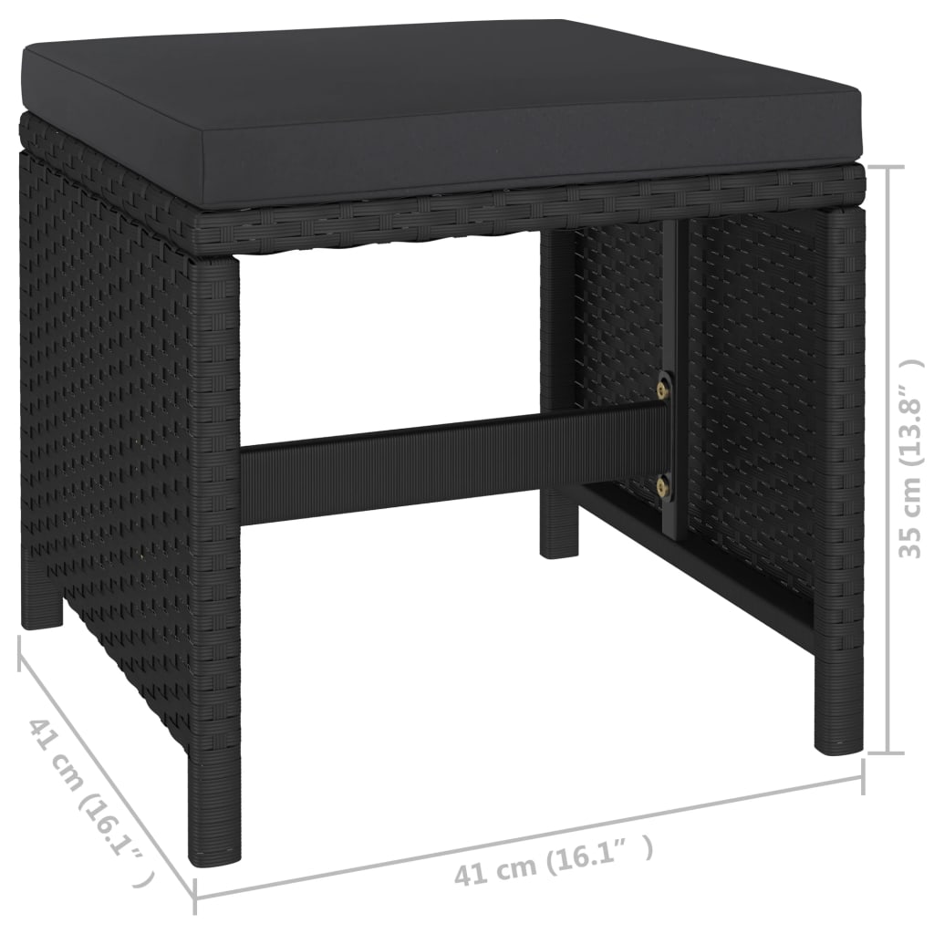 6 Piece Patio Dining Set with Cushions Poly Rattan Black