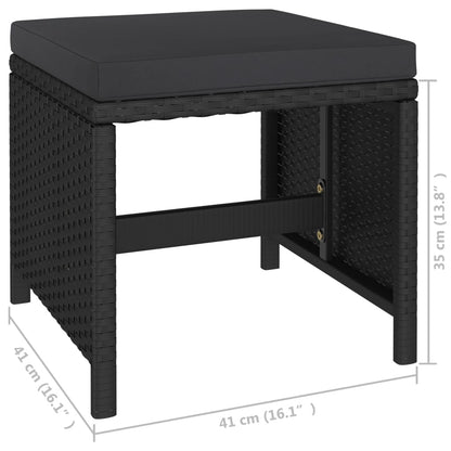 6 Piece Patio Dining Set with Cushions Poly Rattan Black