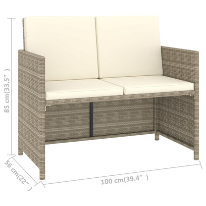 6 Piece Patio Dining Set with Cushions Poly Rattan Beige