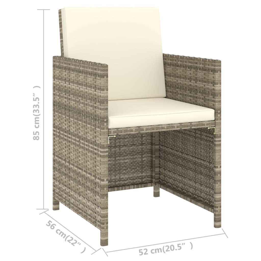6 Piece Patio Dining Set with Cushions Poly Rattan Beige