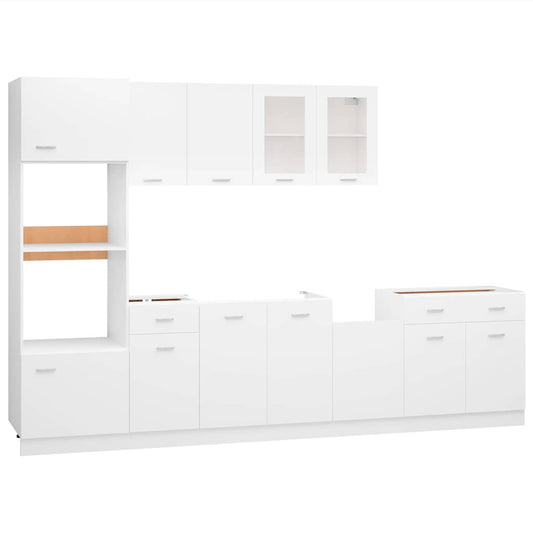 Kitchen Cabinet Set | White | Engineered wood, Glass | Large