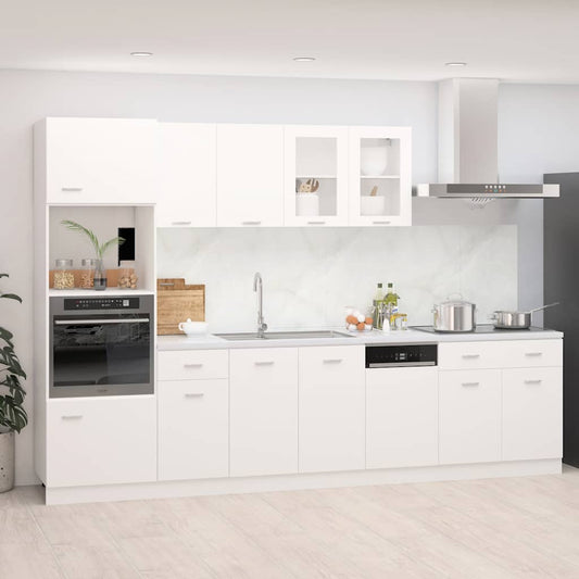 Kitchen Cabinet Set | White | Engineered wood, Glass | Large