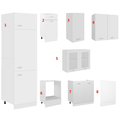 8 Piece Kitchen Cabinet Set Lyon White Engineered Wood