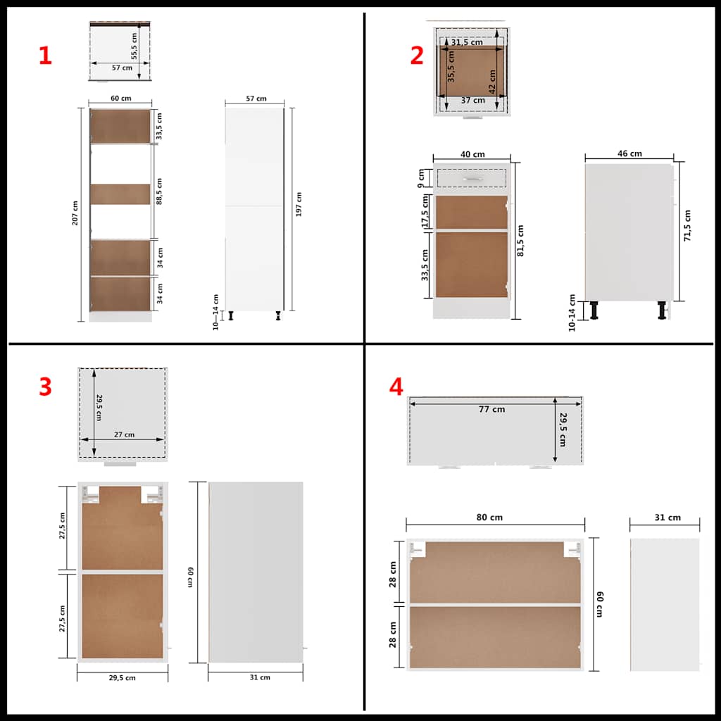 8 Piece Kitchen Cabinet Set Lyon White Engineered Wood