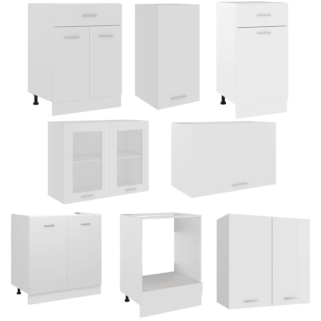 8 Piece Kitchen Cabinet Set Lyon White Engineered Wood