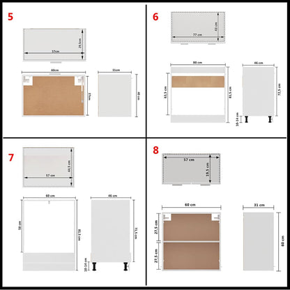 8 Piece Kitchen Cabinet Set Lyon White Engineered Wood