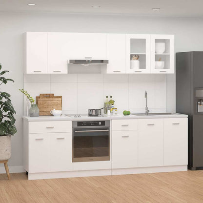 8 Piece Kitchen Cabinet Set Lyon White Engineered Wood