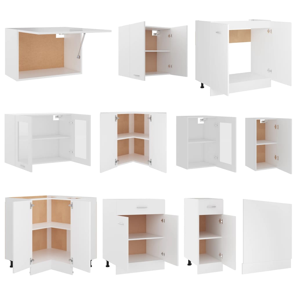 11 Piece Kitchen Cabinet Set Lyon White Engineered Wood