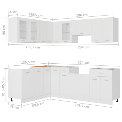 11 Piece Kitchen Cabinet Set Lyon White Engineered Wood