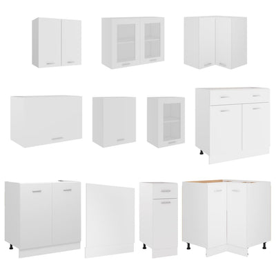 11 Piece Kitchen Cabinet Set Lyon White Engineered Wood