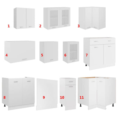 11 Piece Kitchen Cabinet Set Lyon White Engineered Wood