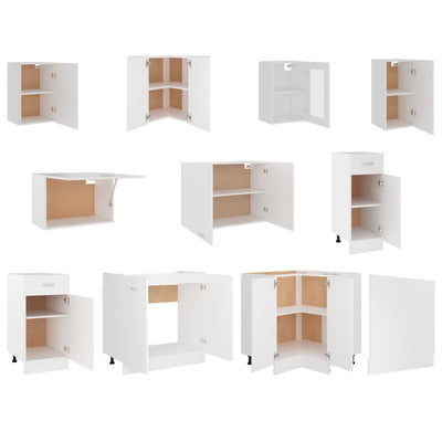 11 Piece Kitchen Cabinet Set Lyon White Engineered Wood