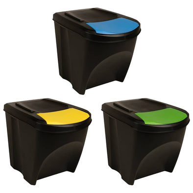Stackable Dustbins 3 pcs Anthracite 75 L