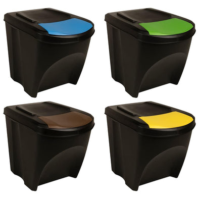 Stackable Dustbins 4 pcs Anthracite 100 L