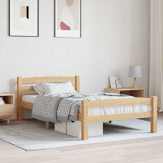 Bed Frame without Mattress Solid Pinewood 100x200 cm
