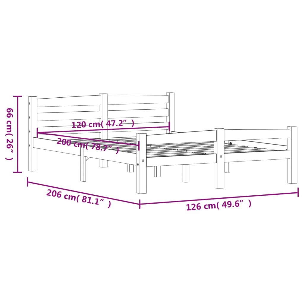 Bed Frame | Natural Wood | Solid pinewood, plywood | 120x200 cm