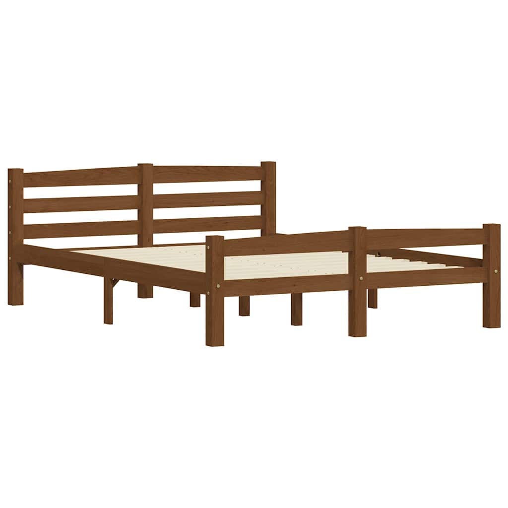 Bed Frame without Mattress Honey Brown Solid Pinewood 120x200cm