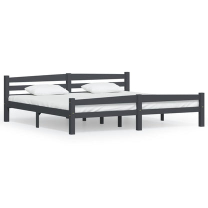 Bed Frame | Dark grey | Solid pinewood, plywood | Double | Durable
