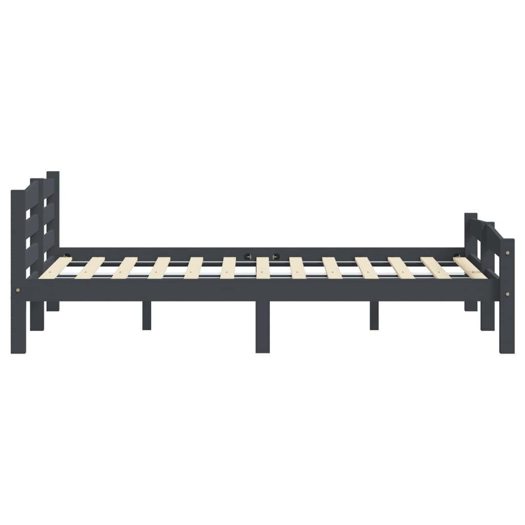 Bed Frame | Dark grey | Solid pinewood, plywood | Double | Durable