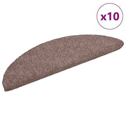 Stair Mats Self-adhesive 10 pcs 56x17x3 cm Light Brown Half Round