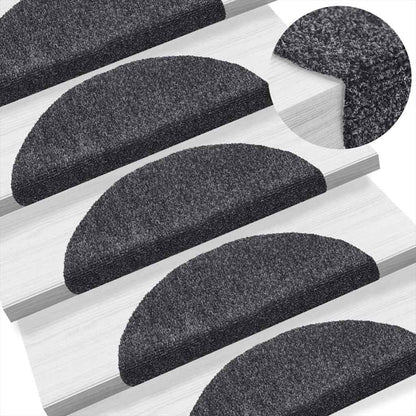 Stair Mats Self-adhesive 5 pcs 56x17x3 cm Dark Grey Half Round