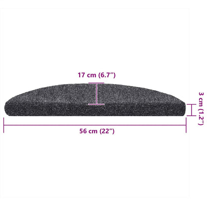 Stair Mats Self-adhesive 5 pcs 56x17x3 cm Dark Grey Half Round