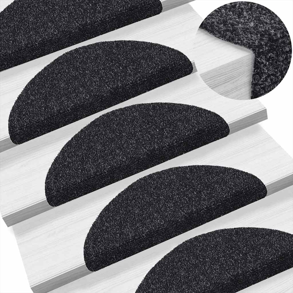 Stair Mat | Set of 5 | Black | Needle-punched fabric | 56x17x3 cm