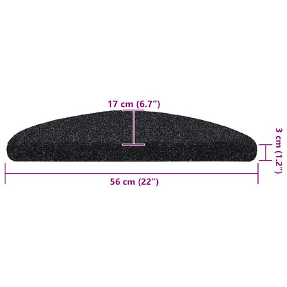 Stair Mat | Set of 5 | Black | Needle-punched fabric | 56x17x3 cm