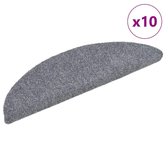 Self-adhesive Stair Mats 10 pcs Light Grey 56x17x cm Needle Punch