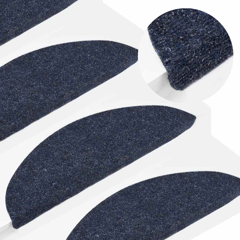 Stair Mats Self-adhesive 5 pcs 56x17x3 cm Blue Half Round