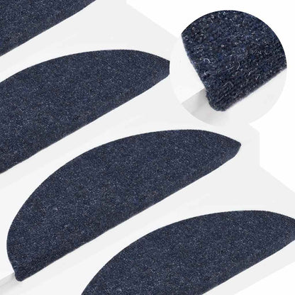 Stair Mats Self-adhesive 5 pcs 56x17x3 cm Blue Half Round