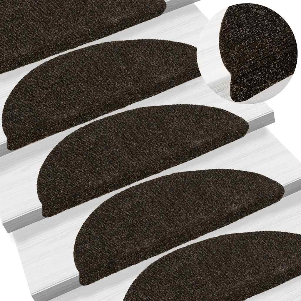 Stair Mats Self-adhesive 5 pcs 56x17x3 cm Dark Brown Half Round